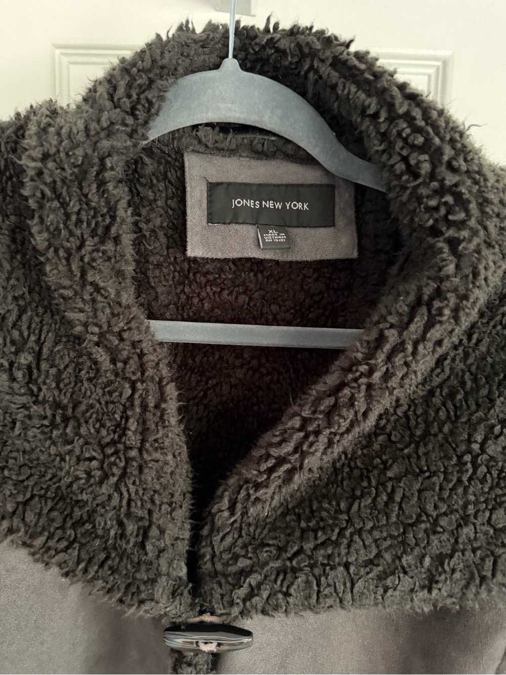 Jones New York Faux Shearling Jacket XL Brown Teddy Coat Minimal Luxe - Picture 9 of 12